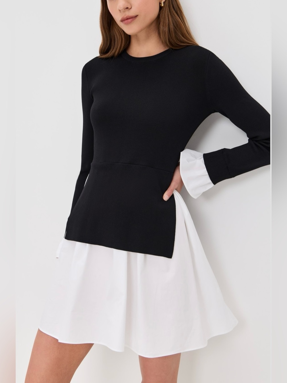 English Factory Knit Combo Dress Black White Size XS
